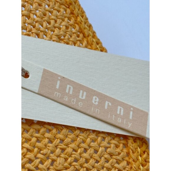 Inverni Hat Yellow Raffia Flower Trim Sun Beach Garden Party Floppy Italy main image 4